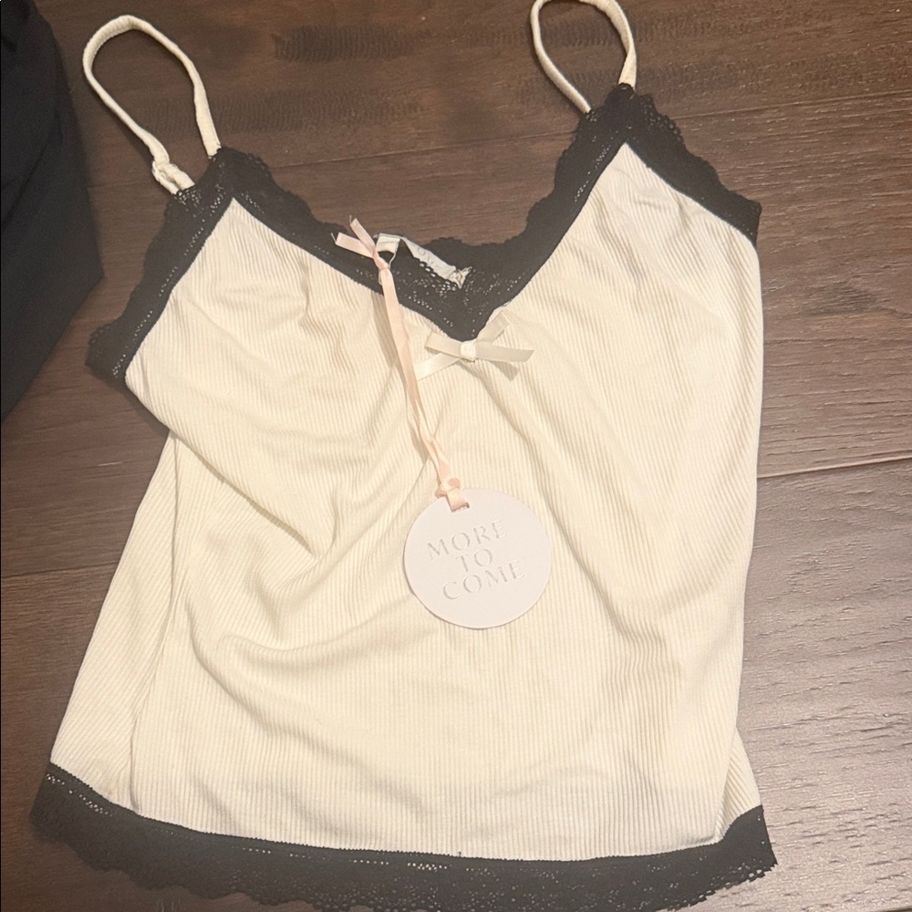 REVOLVE Cream and Black Tank Top